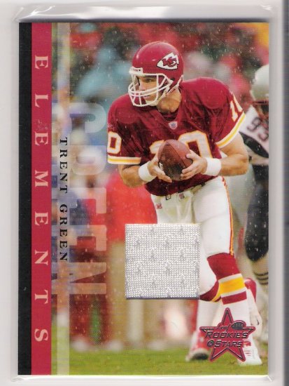 2005 LEAF ROOKIES & STARS TRENT GREEN CHIEFS ELEMENTS GAME-WORN JERSEY CARD