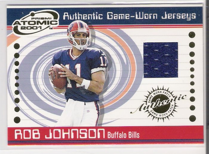 2001 PACIFIC ATOMIC ROB JOHNSON BILLS GAME-WORN JERSEY CARD