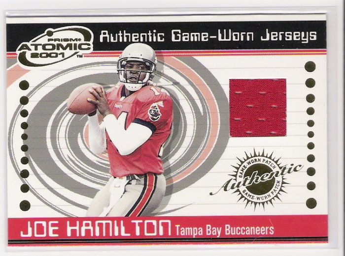 2001 PACIFIC ATOMIC JOE HAMILTON BUCCANEERS GAME-WORN JERSEY CARD