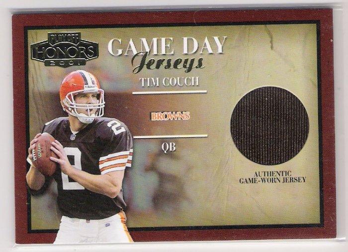2001 PLAYOFF HONORS TIM COUCH BROWNS GAME DAY JERSEY CARD