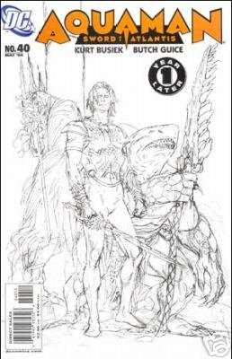 AQUAMAN SWORD OF ATLANTIS #40 2ND PRINT SKETCH COVER-NEVER READ!