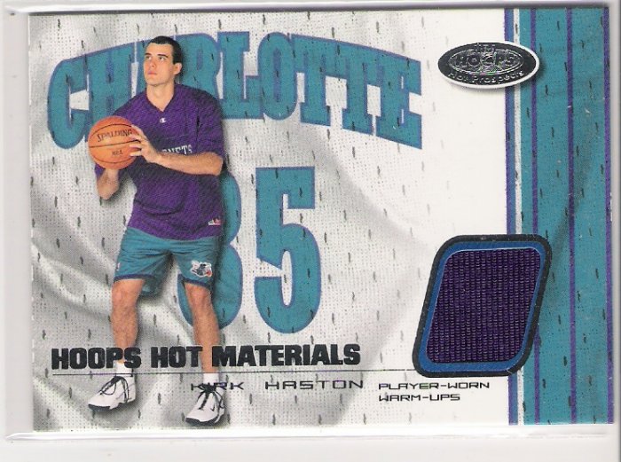 2001-02 HOOPS HOT MATERIALS KIRK HASTON HORNETS WARM-UPS CARD