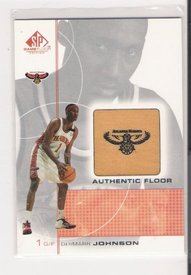 2001 SP GAME FLOOR DERMARR JOHNSON HAWKS AUTHENTIC FLOOR CARD