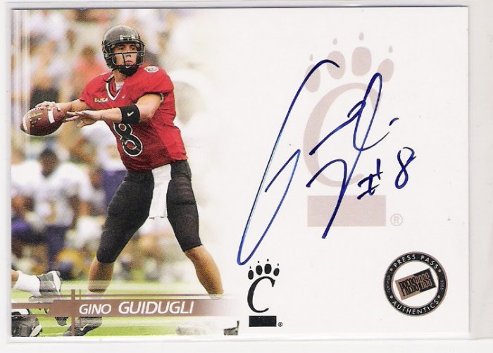 2005 PRESSPASS GINO GUIDUGLI AUTHENTIC AUTOGRAPHED CARD
