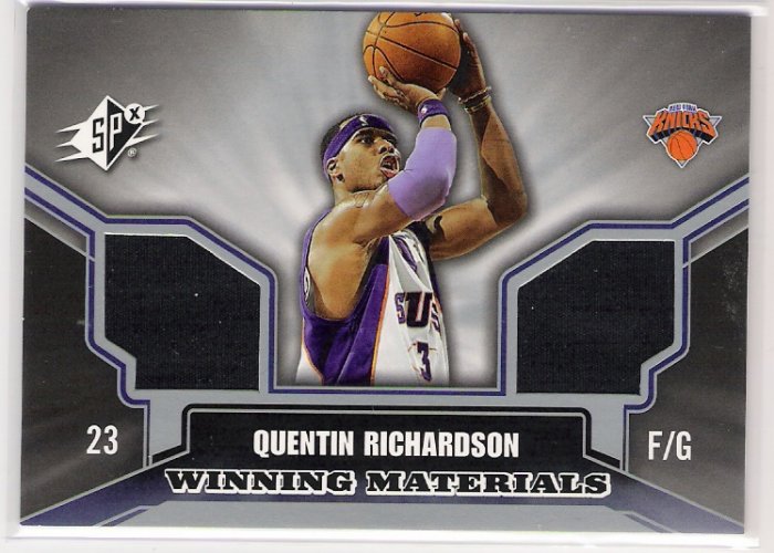 2005-06 SPX QUENTIN RICHARDSON KNICKS WINNING MATERIALS DUAL SHIRT AND WARM-UP CARD