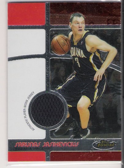 2006 TOPPS FINEST SARUNAS JASIKEVICIUS PACERS FINEST FACT JERSEY CARD