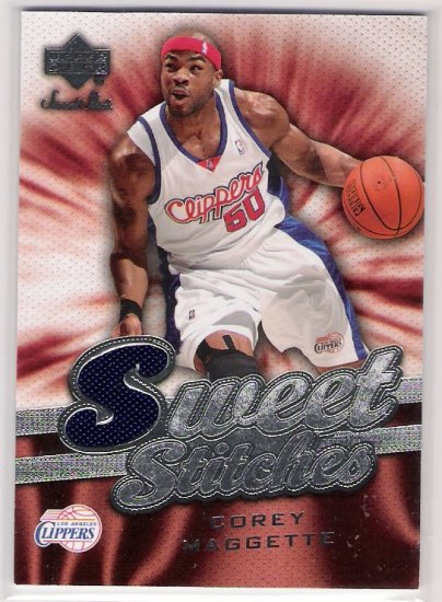 2007-08 UD SWEET SHOT COREY MAGGETTE CLIPPER SWEET STITCHES GAME USED CARD