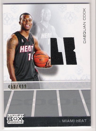 2007-08 TOPPS LUXURY BOX DAEQUAN COOK HEAT ROOKIE RELIC JERSEY CARD