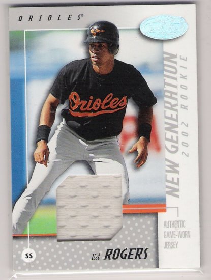 2002 LEAF CERTIFIED ED ROGERS ORIOLES NEW GENERATION ROOKIE JERSEY CARD