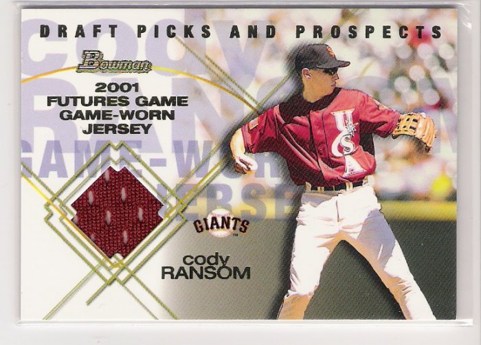 2001 BOWMAN DRAFT PICK & PROSPECTS CODY RAMSON GIANTS FUTURES GAME RELIC JERSEY CARD