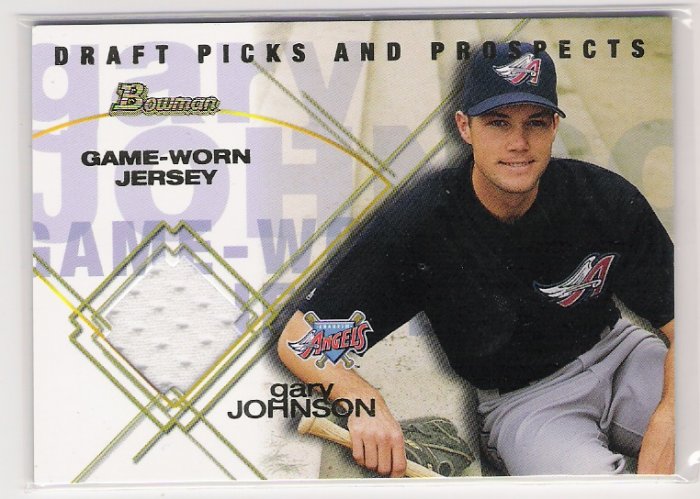 2001 BOWMAN DRAFT PICS & PROSPECTS GARY JOHNSON ANGELS GAME WORN RELICS CARD