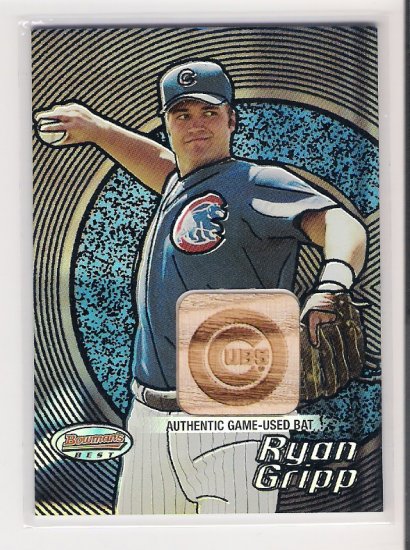 2002 BOWMANS BEST RYAN GRIPP CUBS GAME-USED BAT CARD