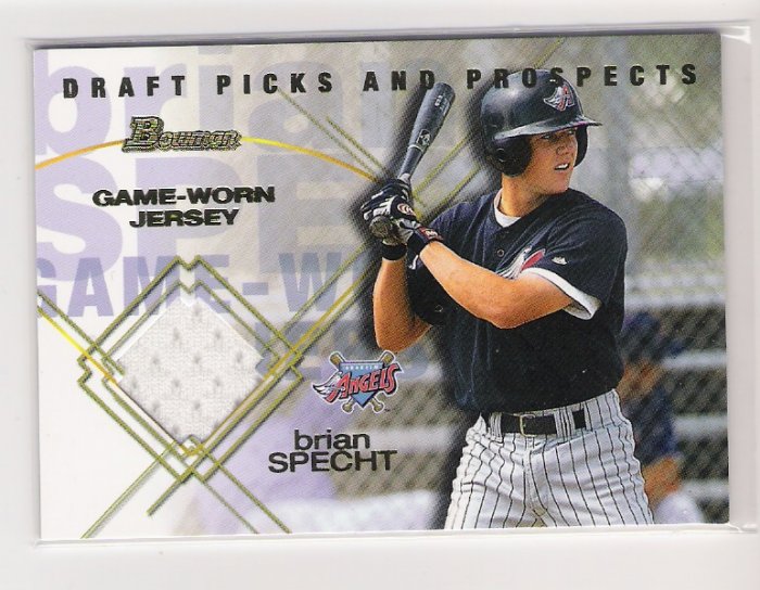 2001 BOWMAN DRAFT PICKS AND PROSPECTS BRIAN SPECHT ANGELS JERSEY RELIC CARD