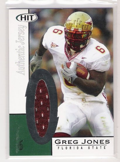 2006 SAGE HIT GREG JONES FLORIDA STATE AUTHENTIC JERSEY CARD