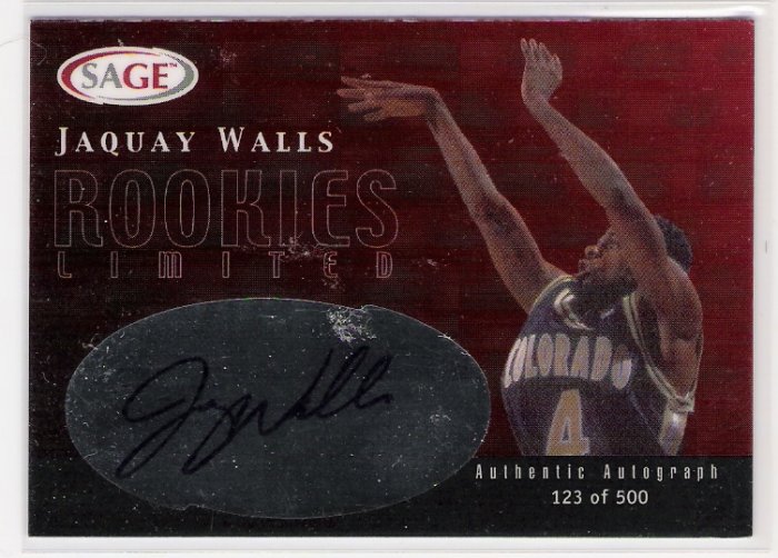 2000 SAGE JAQUAY WALLS LIMITED ROOKIE AUTOGRAPHED CARD