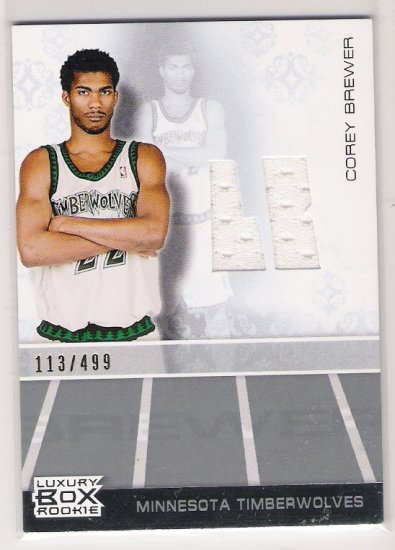 2008-07 TOPPS LUXURY BOX COREY BREWER TIMEBERWOLVES ROOKIE RELIC JERSEY CARD
