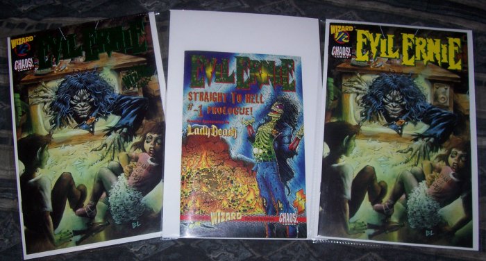 WIZARD EVIL ERNIE LOT WITH RARE GREEN FOIL 1/2 COVER-NEVER READ!