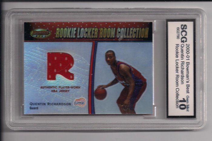 2000-01 BOWMAN'S BEST QUENTIN RICHARDSON CLIPPERs LOCKER ROOM ROOKIE JERSEY GRADED SCG 10!