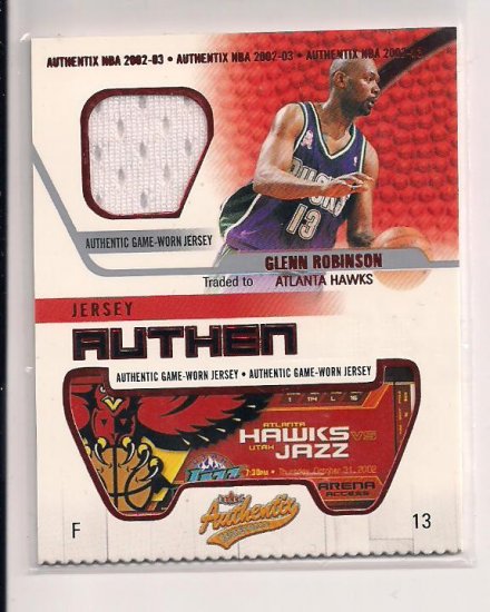 2002-03 FLEER AUTHENTIX GLENN ROBINSON JERSEY CARD