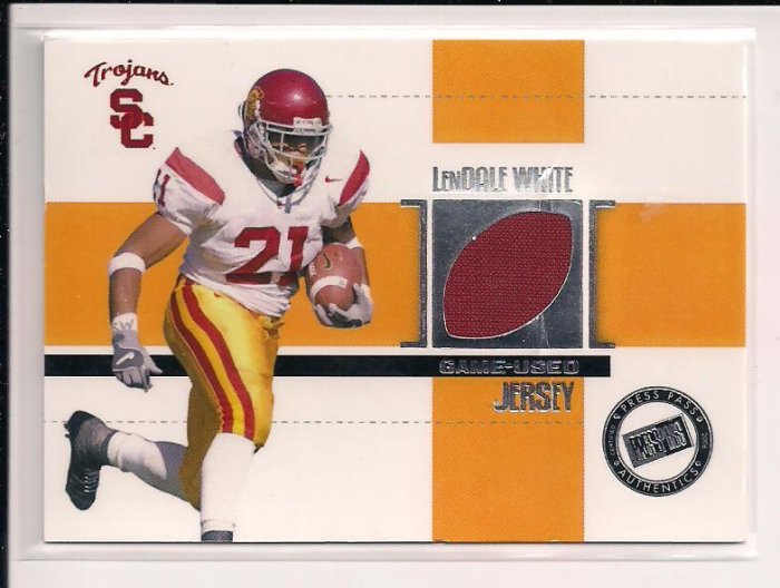 2006 PRESS PASS LENDALE WHITE TROJANS JERSEY CARD