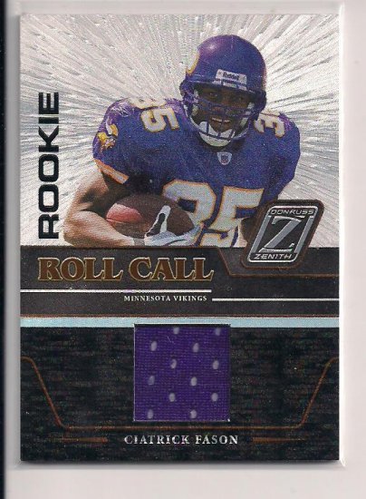 2005 DONRUSS ZENITH ROOKIE ROLL CALL CIATRICK FASON VIKINGS ROOKIE JERSEY CARD