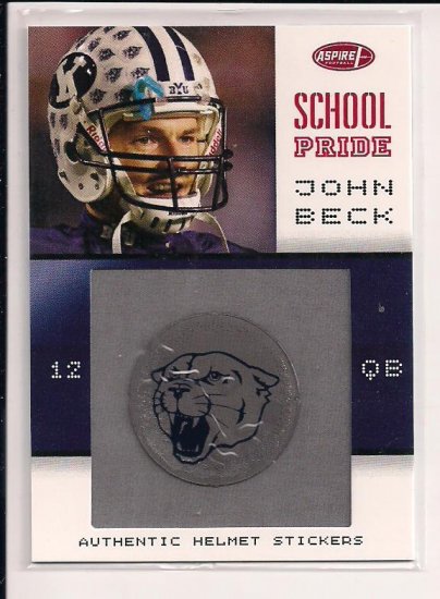 2007 ASPIRE JOHN BECK BYU SCHOOL PRIDE HELMET STICKER CARD