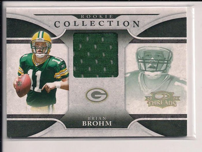 2008 DONRUSS THREADS BRIAN BROHM PACKERS ROOKIE COLLECTION JERSEY CARD