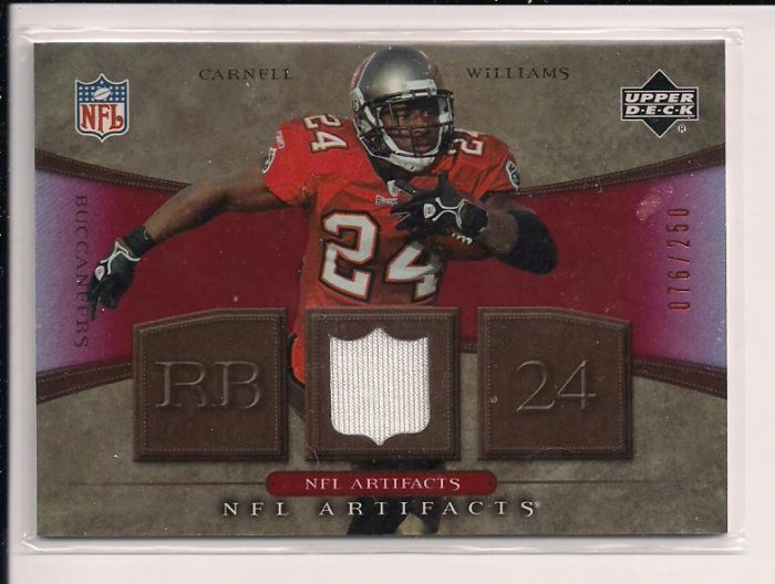 2007 UPPER DECK NFL ARTIFACTS CARNELL WILLIAMS BUCCANEERS JERSEY CARD #'D 076/250!