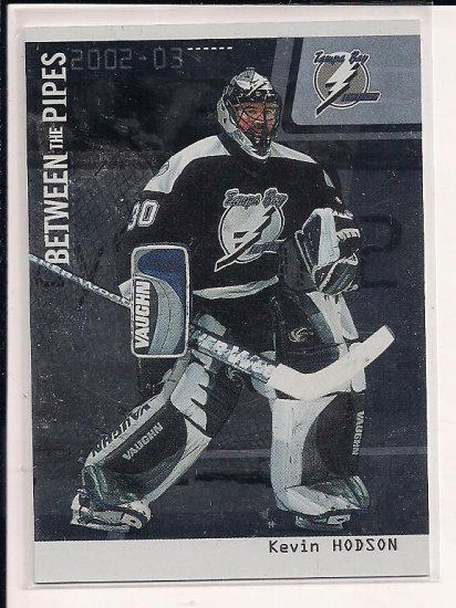 2002-03 KEVIN HODSON LIGHTNING BETWEEN THE PIPES SILVER CARD #'D 21/100!
