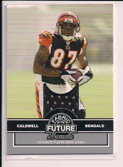 ANDRE CALDWELL BENGALS 2008 BOWMAN FABRIC OF THE FUTURE JERSEY CARD