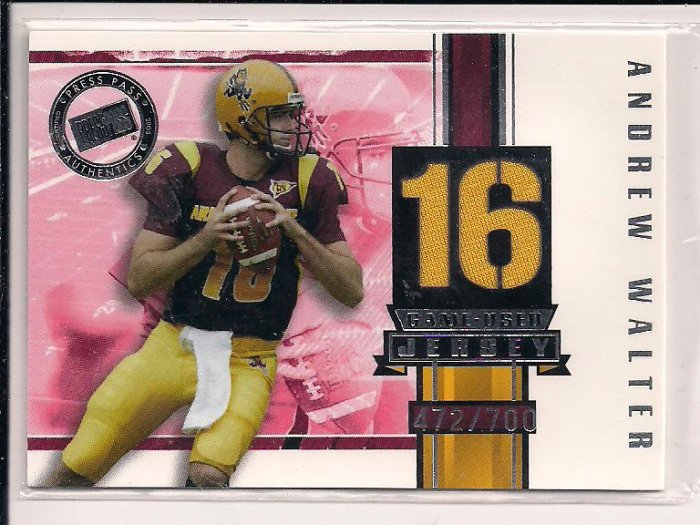 ANDREW WALTER RAIDERS 2005 PRESSPASS GAME-USED ROOKIE JERSEY CARD