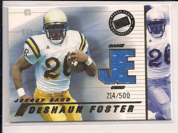 DESHAUN FOSTER PANTHERS 2002 PRESSPASS JERSEY CARD