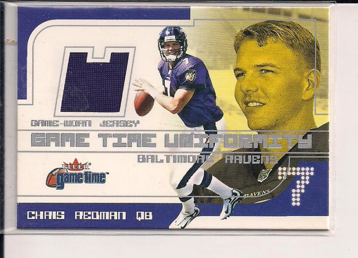 CHRIS REDMAN RAVENS 2001 FLEER GAME TIME UNIFORMITY JERSEY CARD