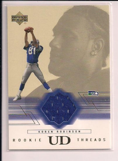KOREN ROBINSON SEAHAWKS 2001 UPPER DECK ROOKIE THREADS JERSEY CARD