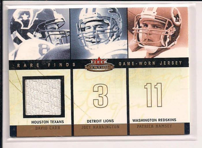 DAVID CARR 2003 FLEER MYSTIQUE RARE FINDS JERSEY CARD