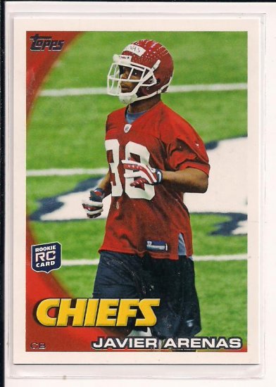 JAVIER ARENAS CHIEFS 2010 TOPPS ROOKIE CARD