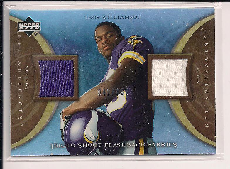 TROY WILLIAMSON VIKINGS 2007 UPPER DECK ARTIFACTS DUAL MEMORABILIA CARD