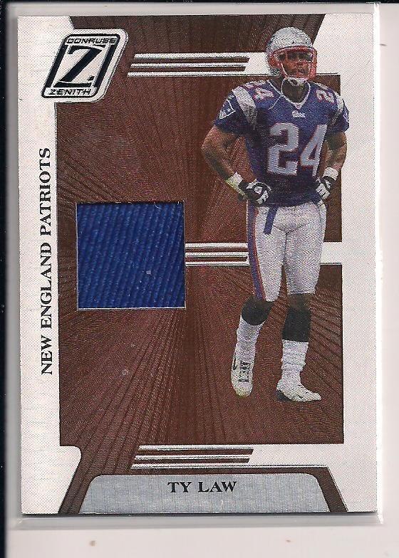 TY LAW PATRIOTS 2005 DONRUSS ZENITH JERSEY CARD