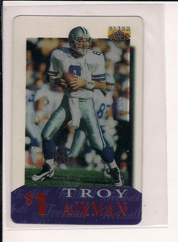 TROY AIKMAN COWBOYS 1996 CLASSIC CLEAR ASSETS $1 PHONE CARD