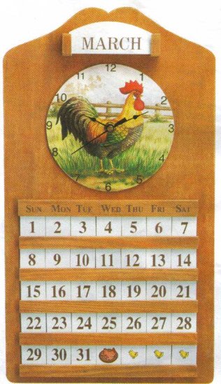 Rooster Calendar and Clock NEW ITEM!