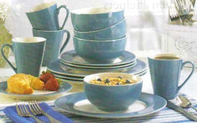 Blue Trimmed Dinnerware Set