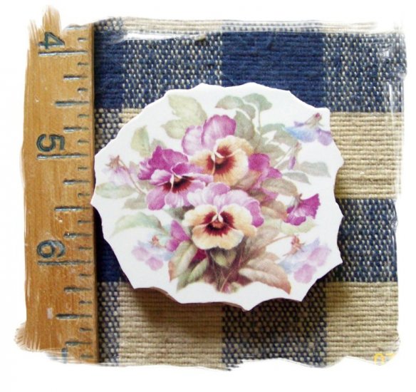 Mosaic Tiles *~BEAUTIFUL PASTEL PANSIES*~1 LG. HM Focal