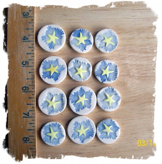 FUN Mosaic Tiles ~*MIDNIGHT STARS~12 HM Clay Kiln Fired