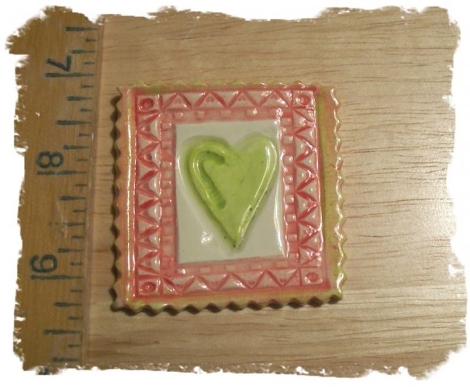 Mosaic Tiles ~*FRAMED HEART*~1 HM Clay Kiln Fired