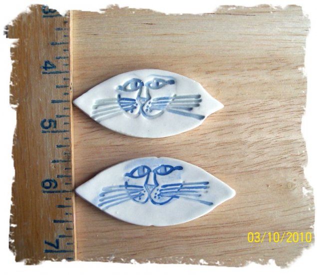 FUN Mosaic Tiles ~*CRAZY CATS*~2 HM Clay Kiln Fired