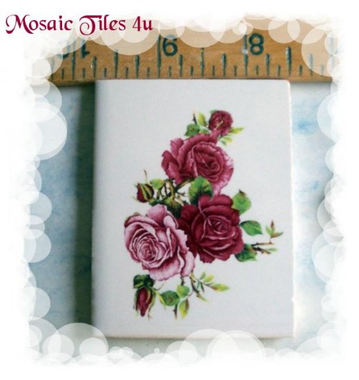 ~*Elegant*~Shaded ROSE BOUQUET*~ Focal Mosaic Tiles