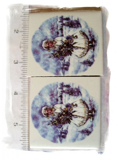~*Darlin*~SNOW GIRLS~~ 2 Large Mosaic Focal Tiles