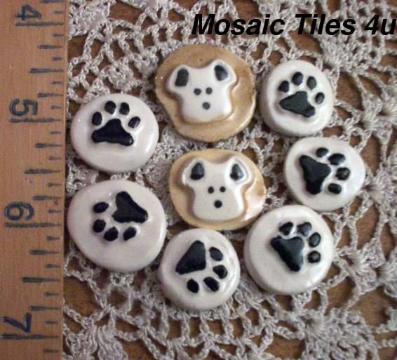 Mosaic Tiles ~*PUPPY PAWS & FACES*~ 8 HM Clay Kiln