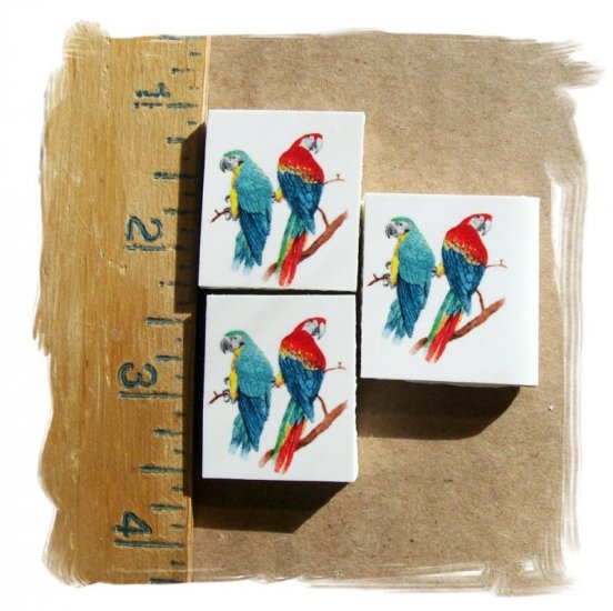 Mosaic Tiles~*PARROTS*~3 LG. FOCALS~Kiln Fired
