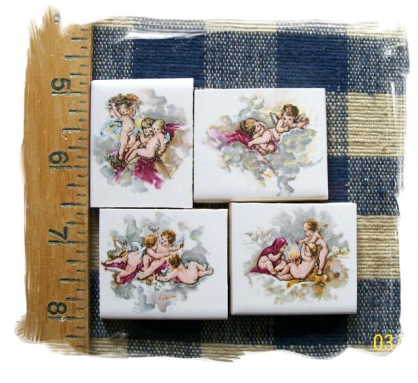 Mosaic Tiles~*ANGELS PLAYING*~ 2 HM Kiln Fired